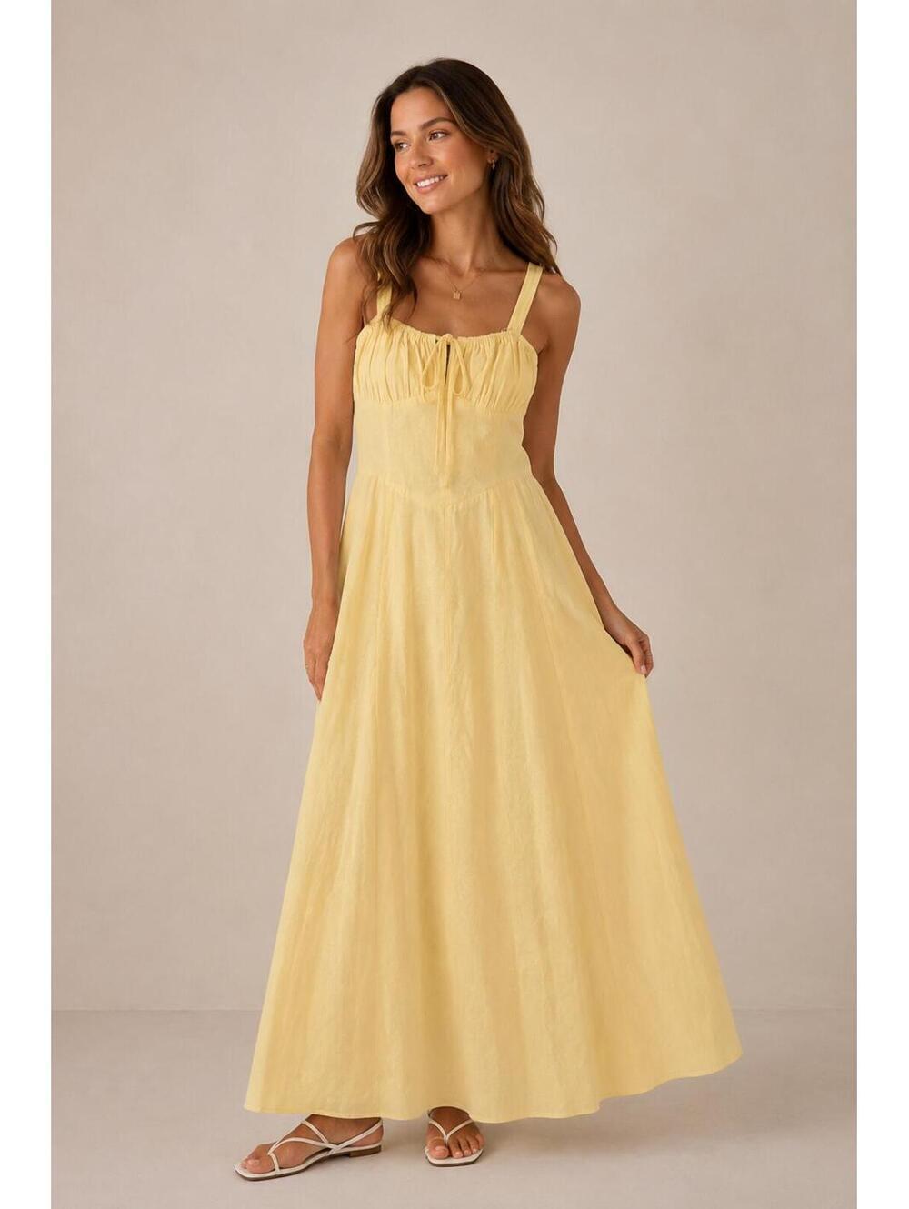 Princess Polly Butter Yellow Maxi Dress Milkmaid Sundress 4